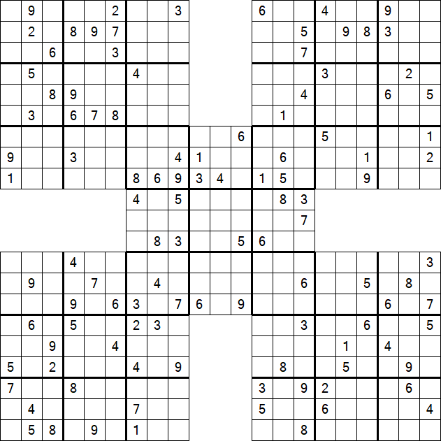 Samurai Sudoku - Difficile