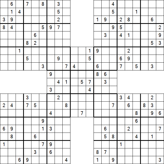 Samurai Sudoku - Difficile