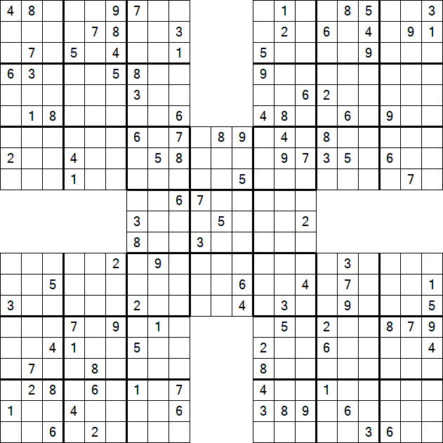 Samurai Sudoku - Difficile