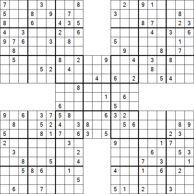 Samurai Sudoku - Difficile