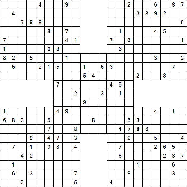 Samurai Sudoku - Difficile