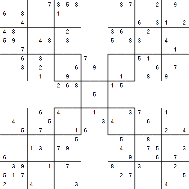 Samurai Sudoku - Difficile