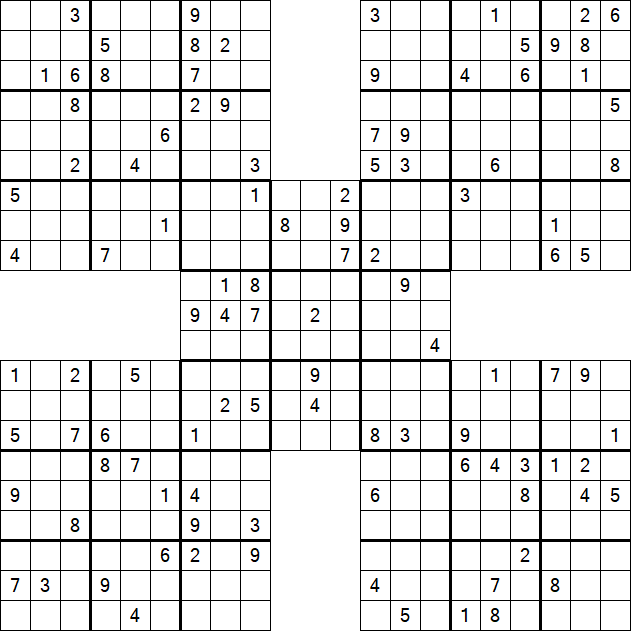 Samurai Sudoku - Difficile