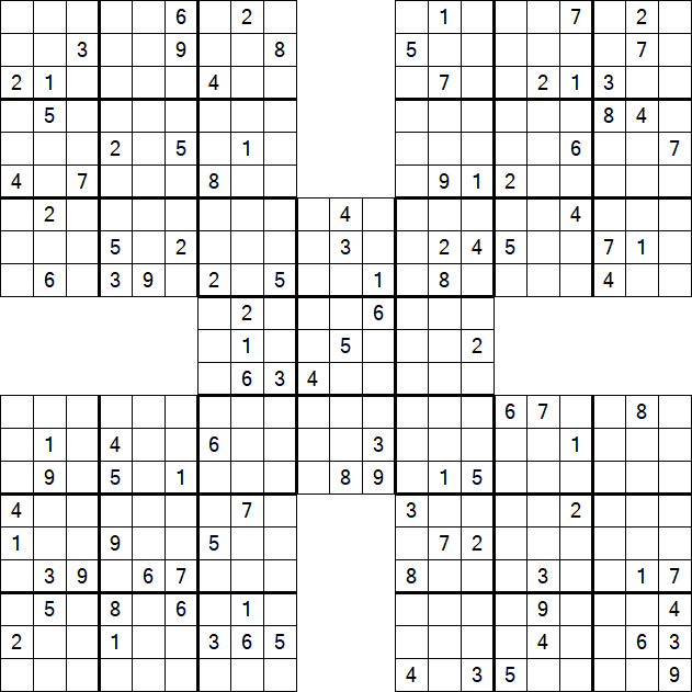 Samurai Sudoku - Difficile