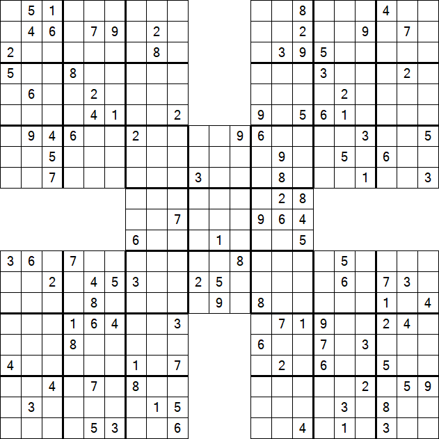 Samurai Sudoku - Difficile