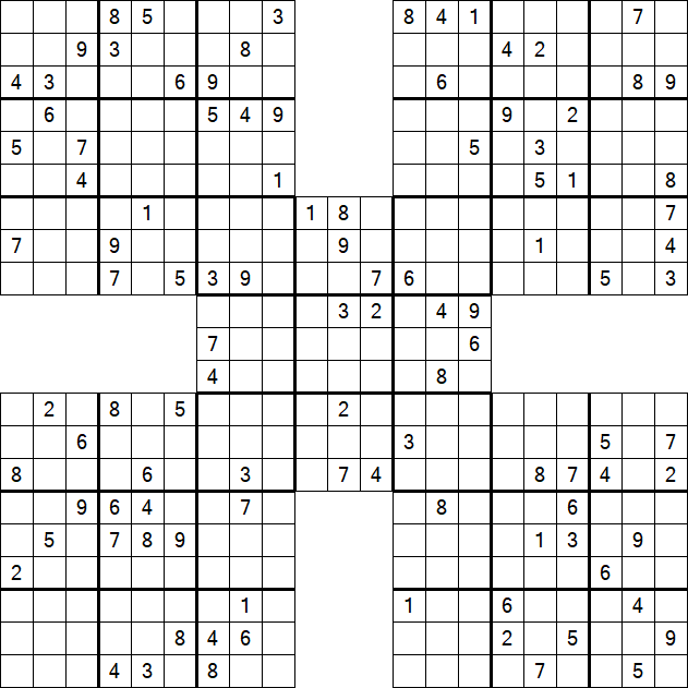 Samurai Sudoku - Difficile