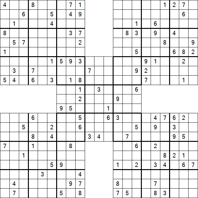 Samurai Sudoku - Difficile