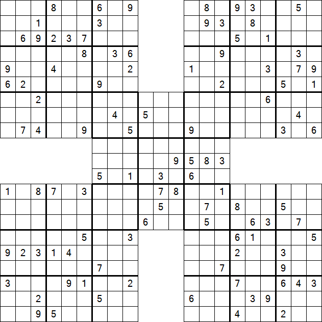 Samurai Sudoku - Difficile
