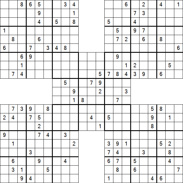 Samurai Sudoku - Difficile