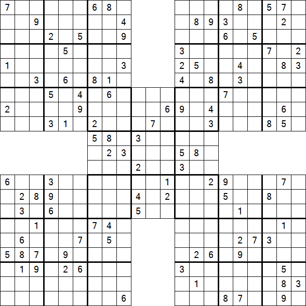 Samurai Sudoku - Difficile