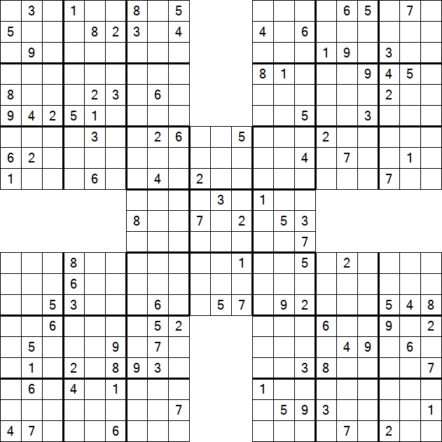Samurai Sudoku - Difficile