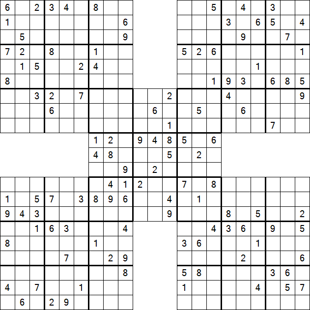 Samurai Sudoku - Difficile
