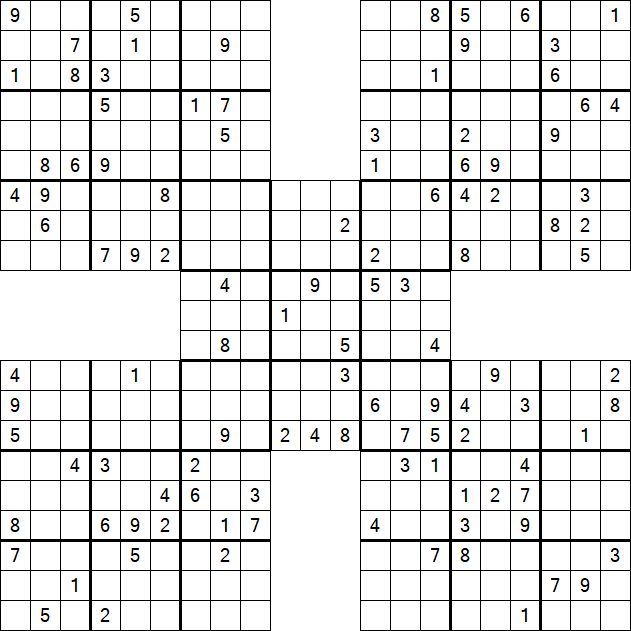 Samurai Sudoku - Difficile