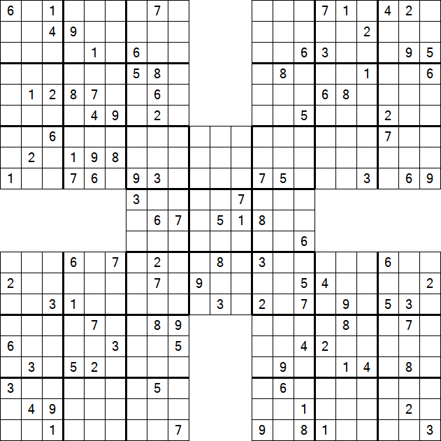 Samurai Sudoku - Difficile