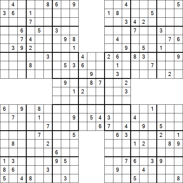 Samurai Sudoku - Difficile