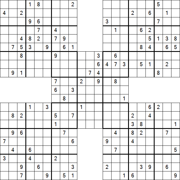 Samurai Sudoku - Difficile