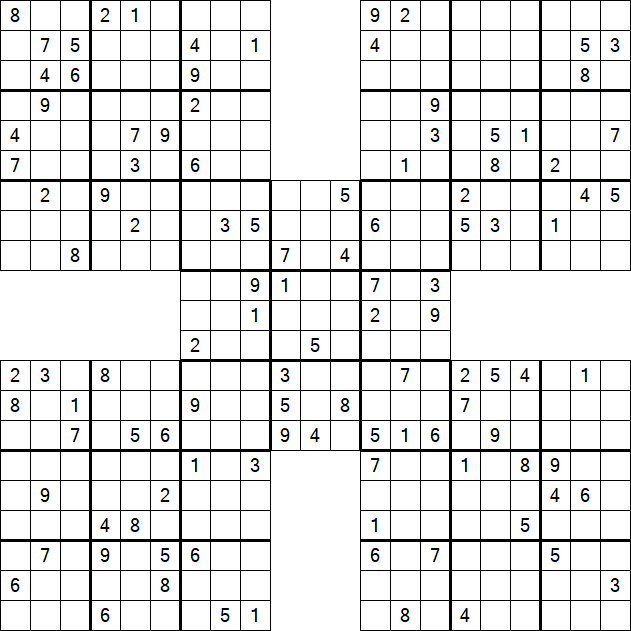 Samurai Sudoku - Difficile