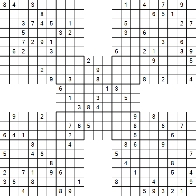 Samurai Sudoku - Difficile