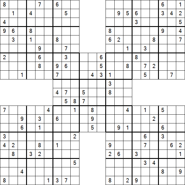 Samurai Sudoku - Difficile