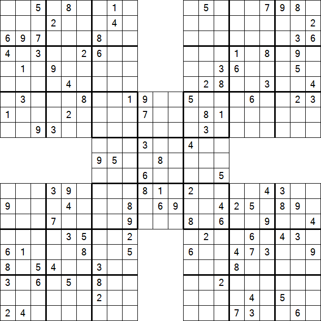 Samurai Sudoku - Difficile