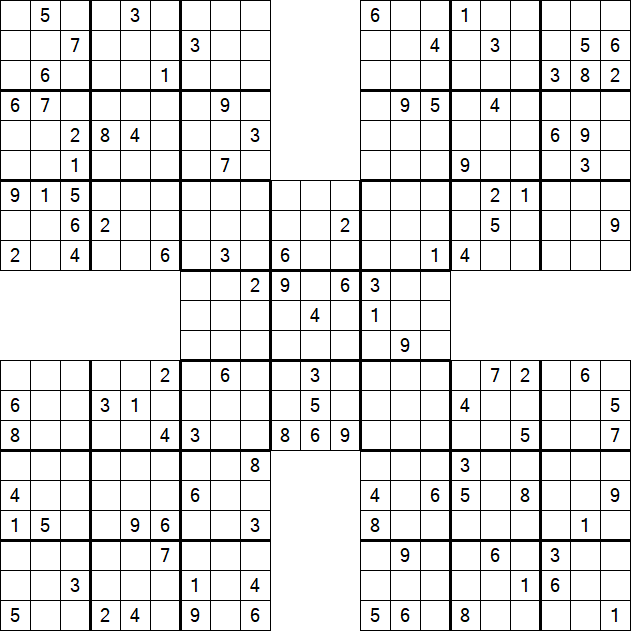 Samurai Sudoku - Difficile