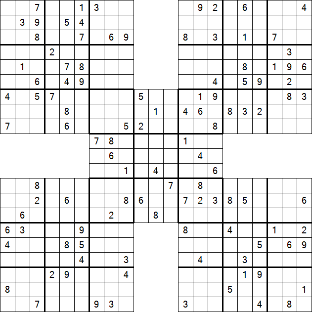 Samurai Sudoku - Difficile