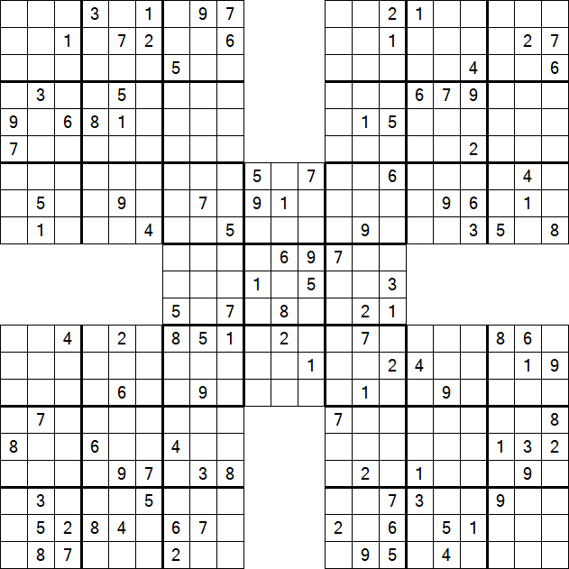 Samurai Sudoku - Difficile