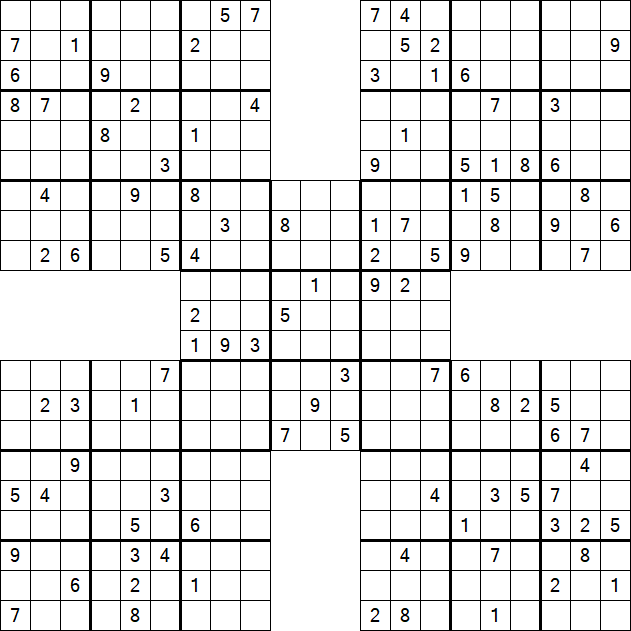 Samurai Sudoku - Difficile