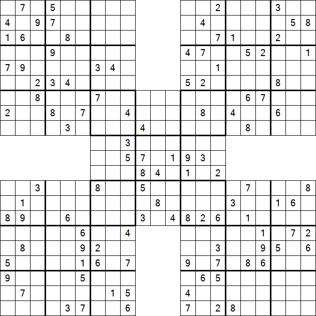 Samurai Sudoku - Difficile