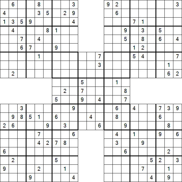 Samurai Sudoku - Difficile