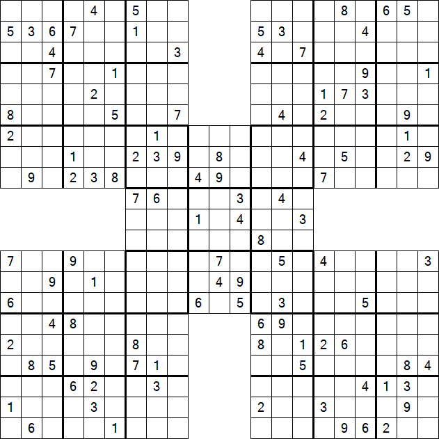 Samurai Sudoku - Difficile