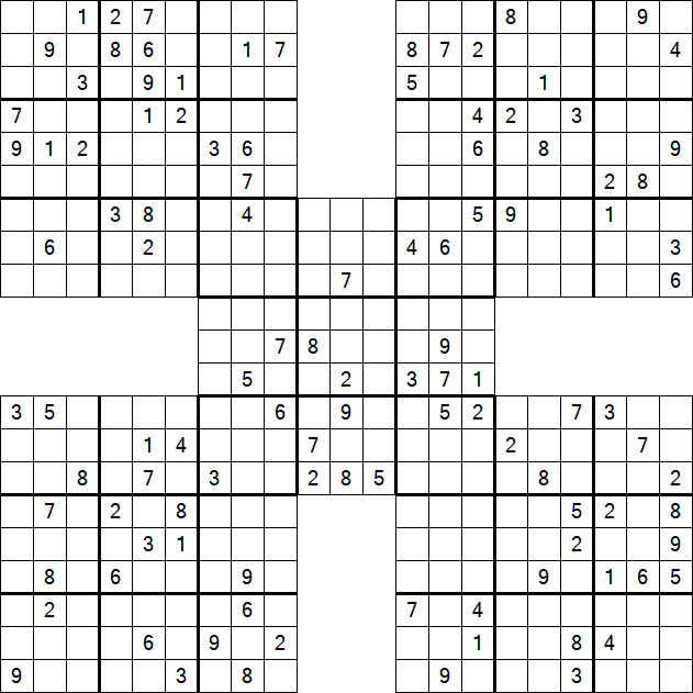 Samurai Sudoku - Difficile
