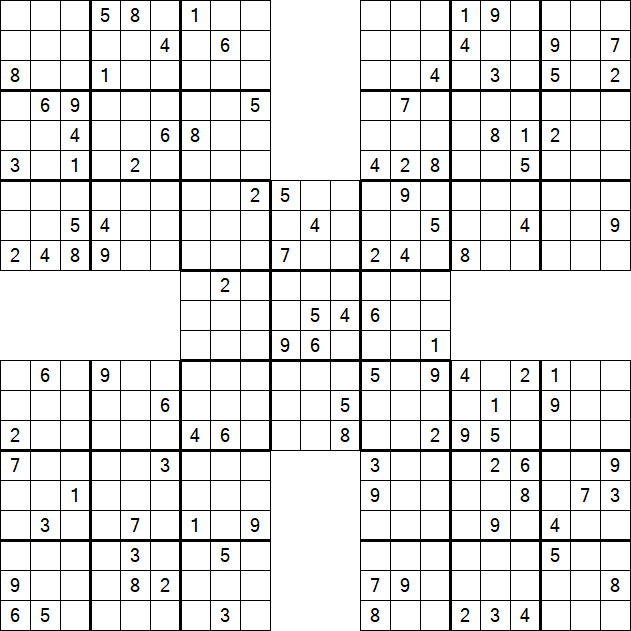 Samurai Sudoku - Difficile