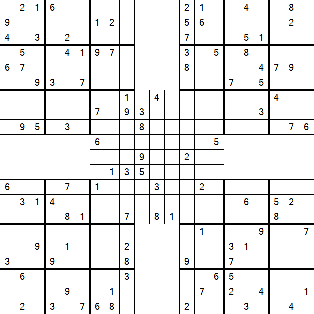 Samurai Sudoku - Difficile