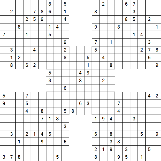 Samurai Sudoku - Difficile