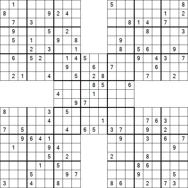 Samurai Sudoku - Difficile