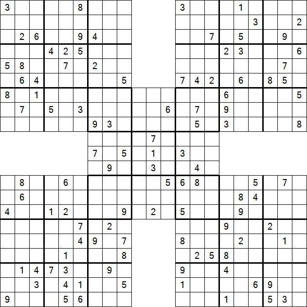 Samurai Sudoku - Difficile