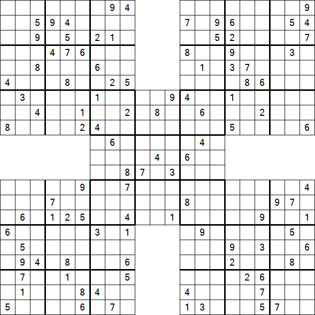 Samurai Sudoku - Difficile