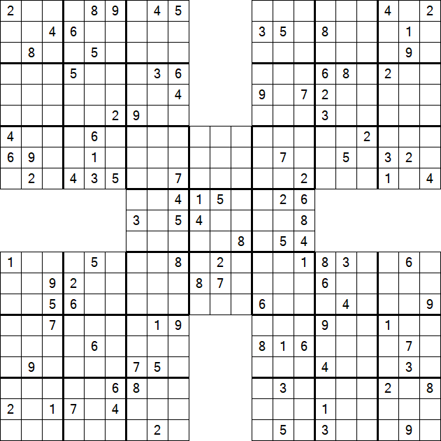 Samurai Sudoku - Difficile