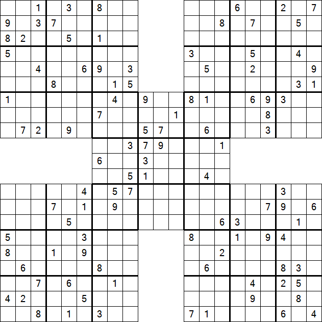 Samurai Sudoku - Difficile