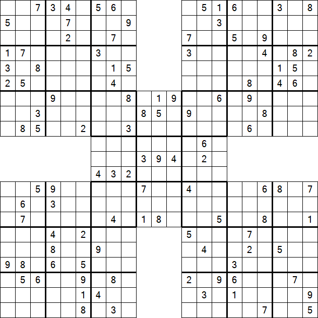 Samurai Sudoku - Difficile