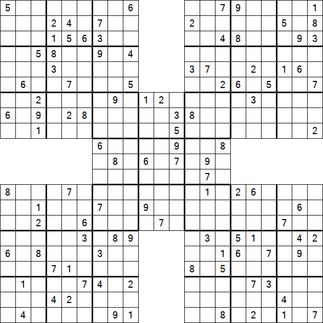 Samurai Sudoku - Difficile