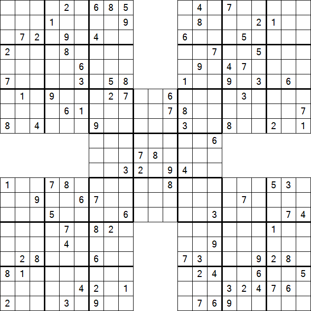 Samurai Sudoku - Difficile