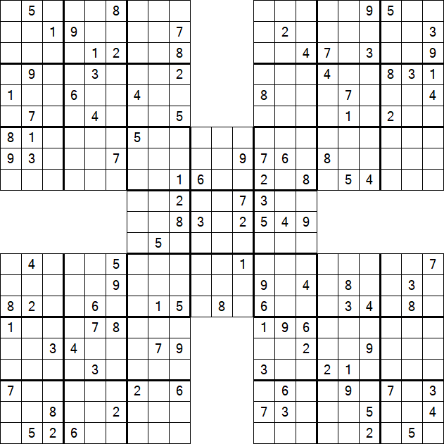 Samurai Sudoku - Difficile