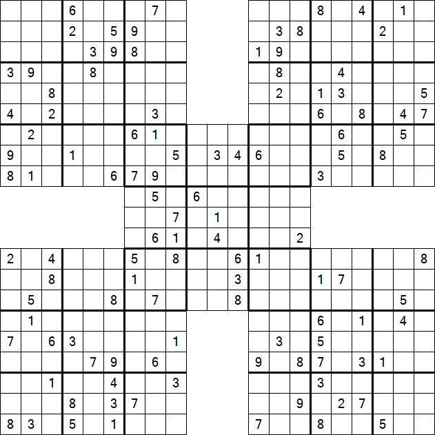 Samurai Sudoku - Difficile