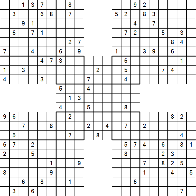 Samurai Sudoku - Difficile