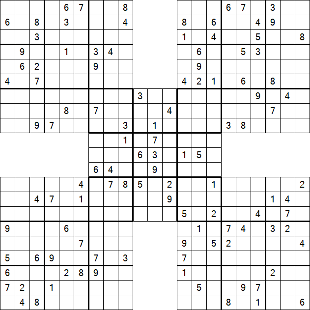 Samurai Sudoku - Difficile
