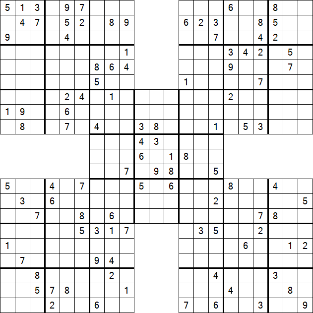 Samurai Sudoku - Difficile