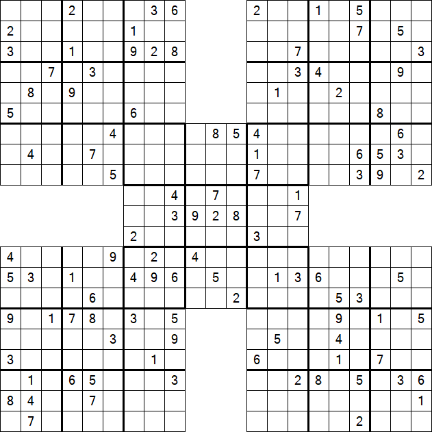 Samurai Sudoku - Difficile