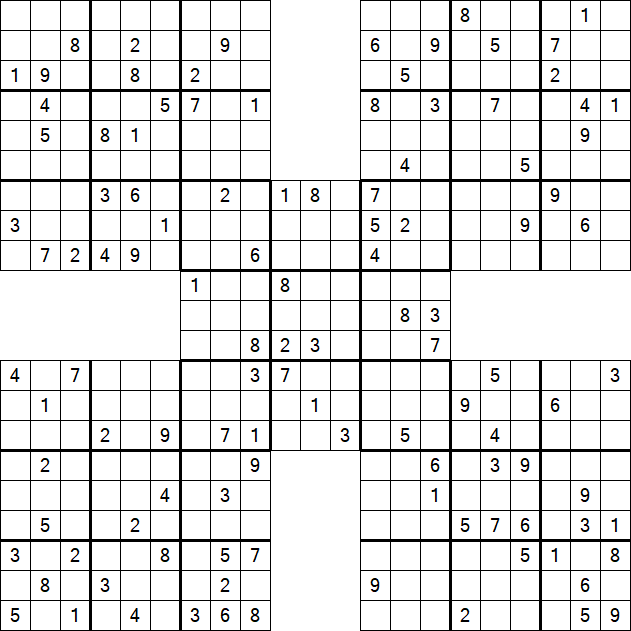 Samurai Sudoku - Difficile